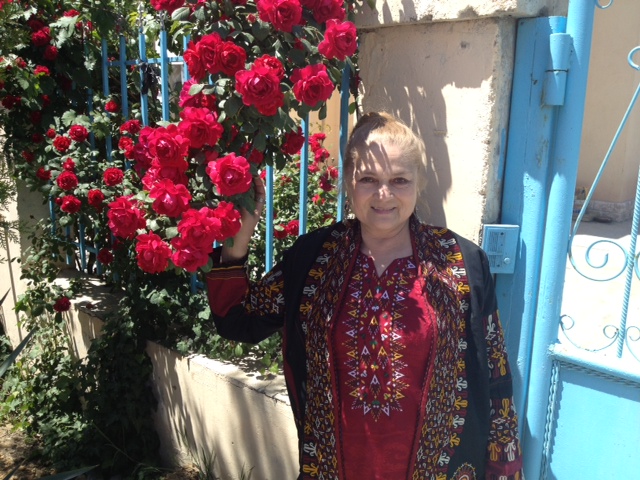 Zohre, our interpreter, and her roses